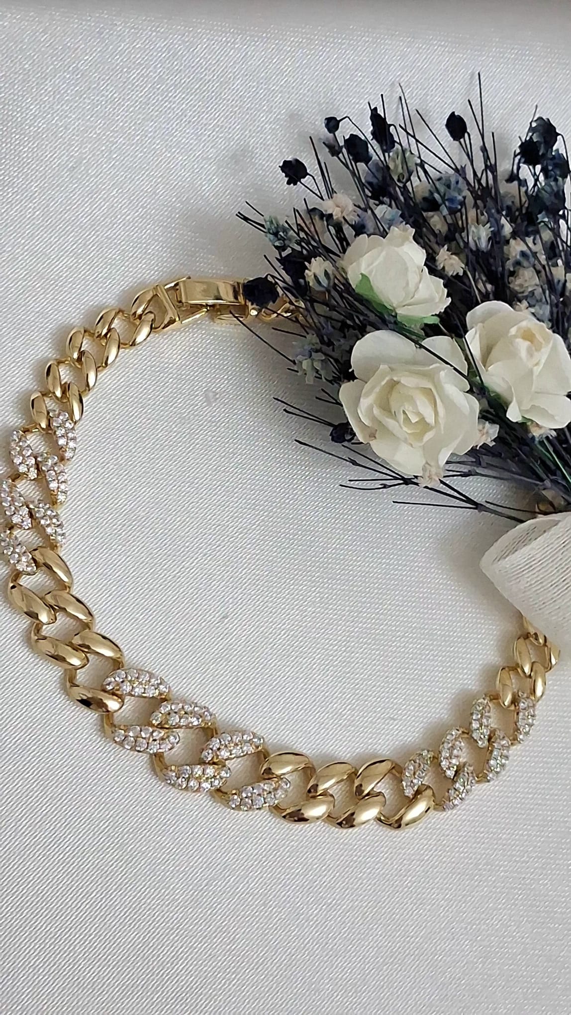 XUPING Bileklik - Kalın Küba Zincir Üzeri Taş Detaylı